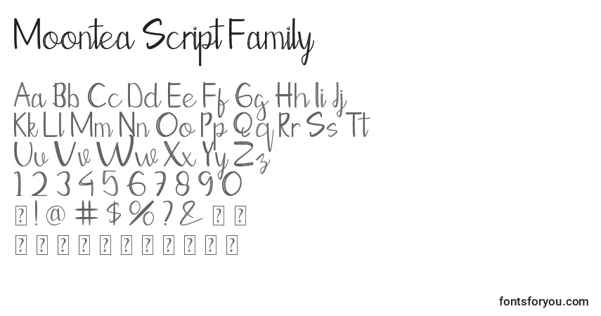 A fonte Moontea Script Family – alfabeto, números, caracteres especiais