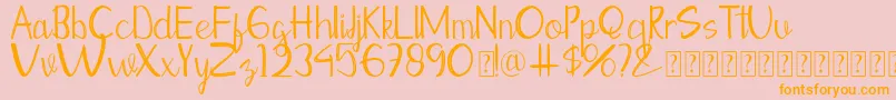 Moontea Script Family Font – Orange Fonts on Pink Background