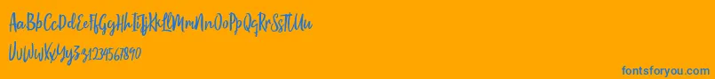 Moontello Demo-Schriftart – Blaue Schriften auf orangefarbenem Hintergrund