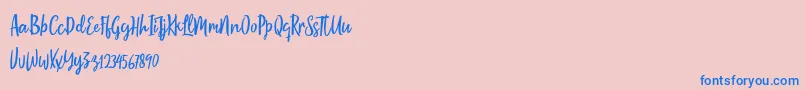 Moontello Demo-Schriftart – Blaue Schriften auf rosa Hintergrund
