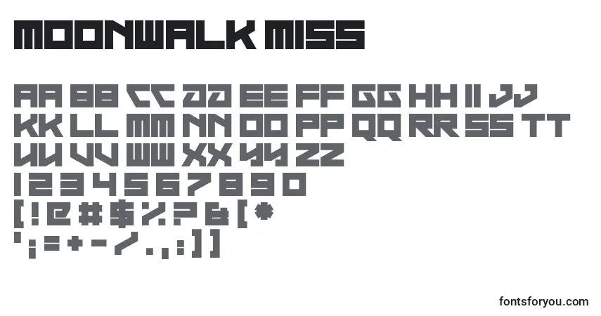 A fonte Moonwalk Miss – alfabeto, números, caracteres especiais