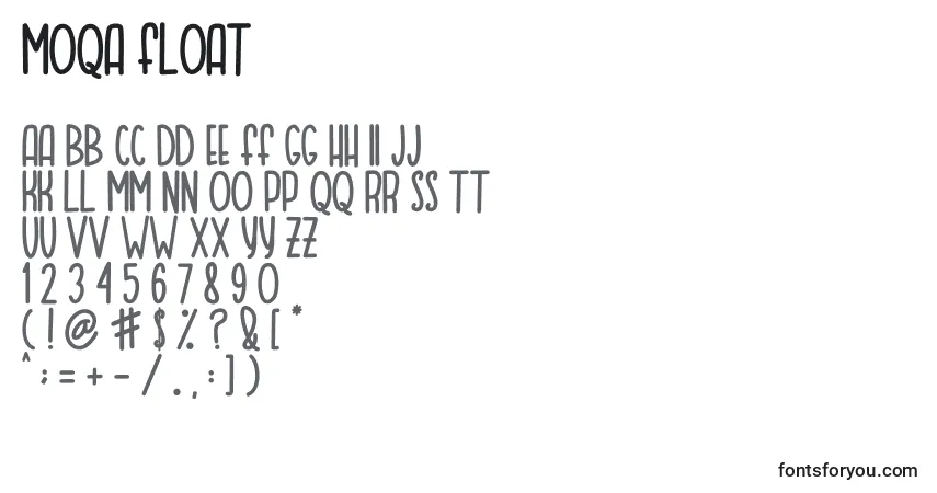 Czcionka MOQA FLOAT – alfabet, cyfry, specjalne znaki