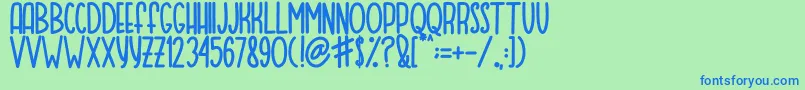 MOQA FLOAT Font – Blue Fonts on Green Background