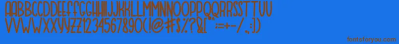 MOQA FLOAT Font – Brown Fonts on Blue Background
