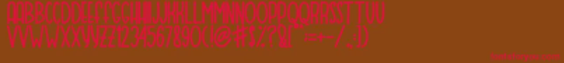 MOQA FLOAT-Schriftart – Rote Schriften auf braunem Hintergrund