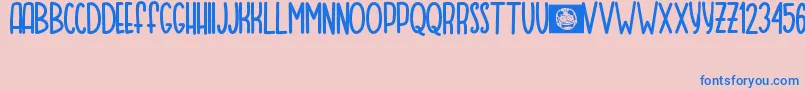 MOQA FLOAT Font – Blue Fonts on Pink Background