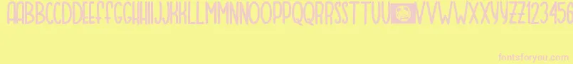 MOQA FLOAT Font – Pink Fonts on Yellow Background