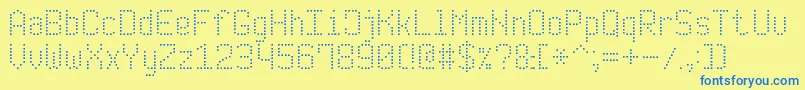 ModernDotDigital7 Font – Blue Fonts on Yellow Background