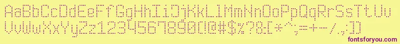 ModernDotDigital7 Font – Purple Fonts on Yellow Background