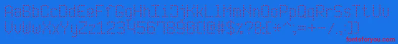 Czcionka ModernDotDigital7 – czerwone czcionki na niebieskim tle