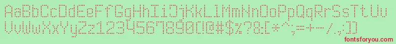 フォントModernDotDigital7 – 赤い文字の緑の背景