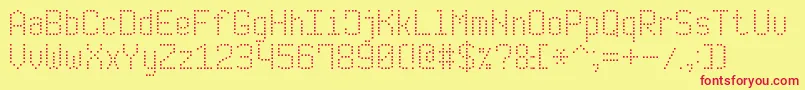 ModernDotDigital7 Font – Red Fonts on Yellow Background