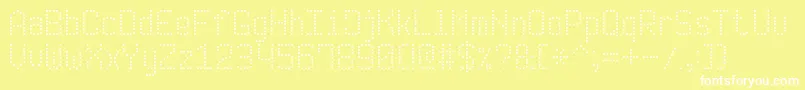 ModernDotDigital7 Font – White Fonts on Yellow Background