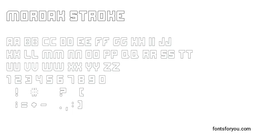 Czcionka Mordak Stroke – alfabet, cyfry, specjalne znaki