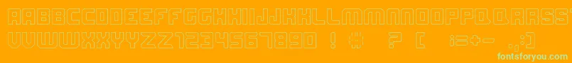 Mordak Stroke-Schriftart – Grüne Schriften auf orangefarbenem Hintergrund