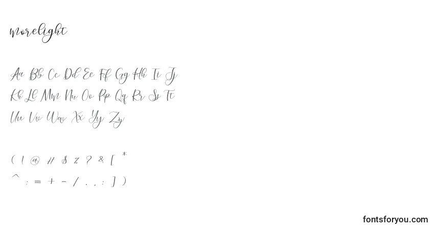 A fonte Morelight – alfabeto, números, caracteres especiais
