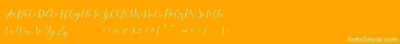 フォントmorelight – オレンジの背景に緑のフォント