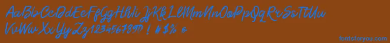 Czcionka Morgan Chalk – niebieskie czcionki na brązowym tle