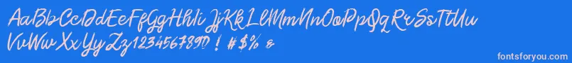 フォントMorgan Chalk – ピンクの文字、青い背景