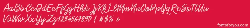Morgan Chalk-Schriftart – Rosa Schriften auf rotem Hintergrund
