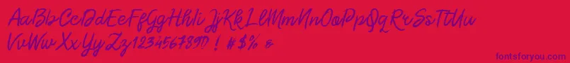 Czcionka Morgan Chalk – fioletowe czcionki na czerwonym tle