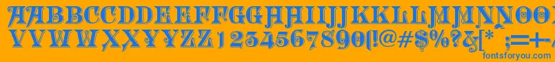 morgan Font – Blue Fonts on Orange Background