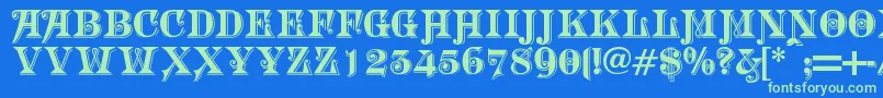 morgan Font – Green Fonts on Blue Background