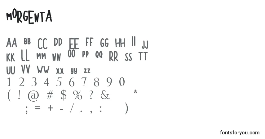 A fonte MORGENTA – alfabeto, números, caracteres especiais