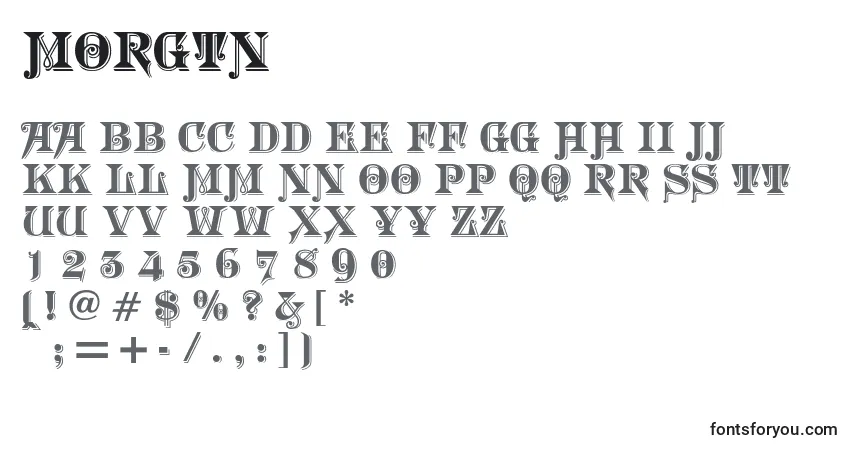 Шрифт MORGTN   (134938) – алфавит, цифры, специальные символы