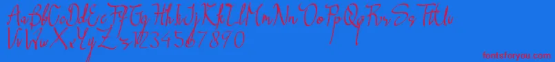 Morning Blow-Schriftart – Rote Schriften auf blauem Hintergrund