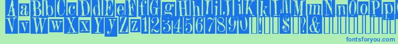 2peasGift Font – Blue Fonts on Green Background