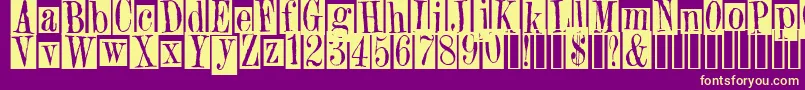 2peasGift-Schriftart – Gelbe Schriften auf violettem Hintergrund