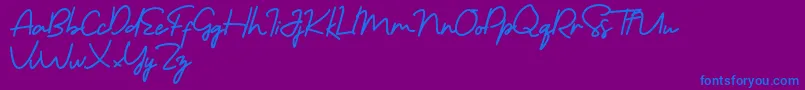 フォントMorning Gold Free – 紫色の背景に青い文字