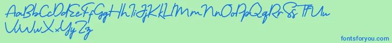 フォントMorning Gold Free – 青い文字は緑の背景です。