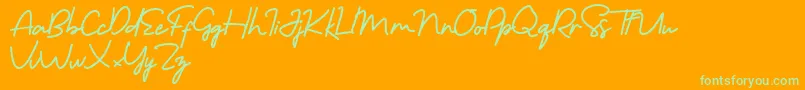 Fonte Morning Gold Free – fontes verdes em um fundo laranja