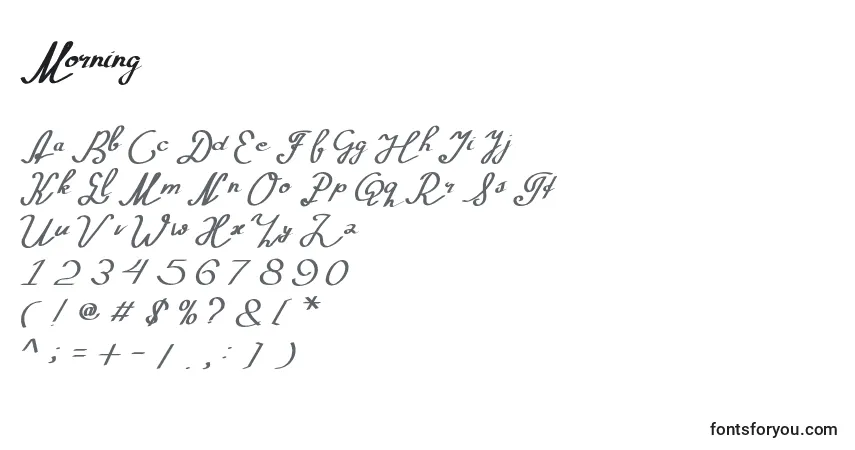 Шрифт Morning (134944) – алфавит, цифры, специальные символы