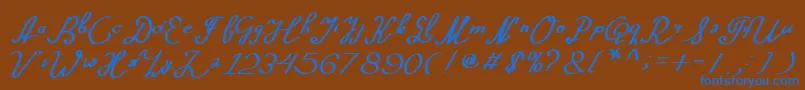 フォントMorning – 茶色の背景に青い文字