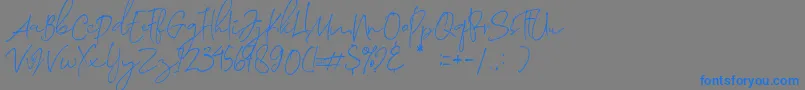 Morosyot Demo-Schriftart – Blaue Schriften auf grauem Hintergrund