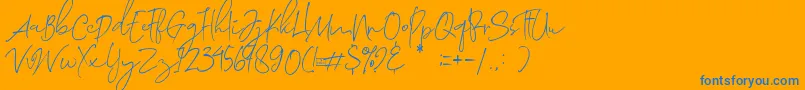 Morosyot Demo Font – Blue Fonts on Orange Background