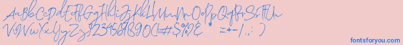 Morosyot Demo-Schriftart – Blaue Schriften auf rosa Hintergrund