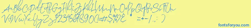 Morosyot Demo Font – Blue Fonts on Yellow Background