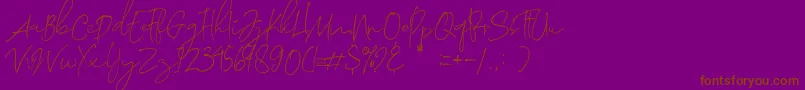 Morosyot Demo-Schriftart – Braune Schriften auf violettem Hintergrund