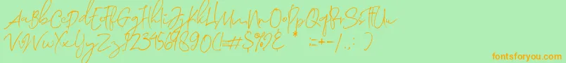 Шрифт Morosyot Demo – оранжевые шрифты на зелёном фоне