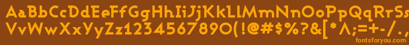 フォントAshbeb – オレンジ色の文字が茶色の背景にあります。