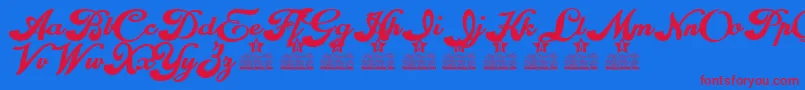 Morphine Personal Use-Schriftart – Rote Schriften auf blauem Hintergrund