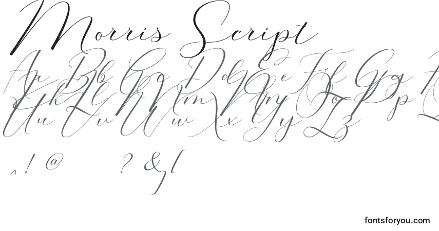 Schriftart Morris Script – Alphabet, Zahlen, spezielle Symbole