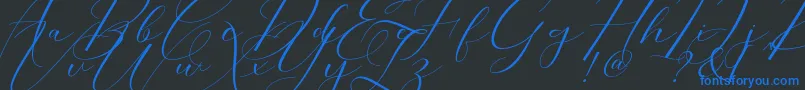 Morris Script-Schriftart – Blaue Schriften auf schwarzem Hintergrund