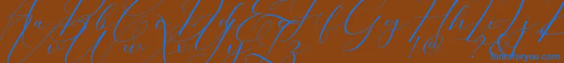 Czcionka Morris Script – niebieskie czcionki na brązowym tle