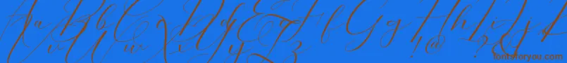 Morris Script Font – Brown Fonts on Blue Background