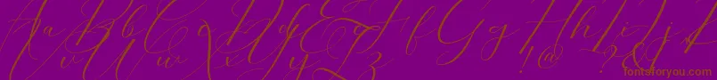 フォントMorris Script – 紫色の背景に茶色のフォント